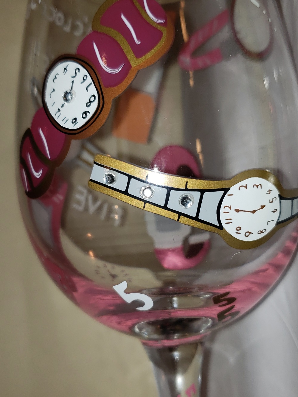 NIB Lolita Love My Wine It's 5 O'clock Somewhere Wine Glass Party Collectibles - Picture 9 of 10
